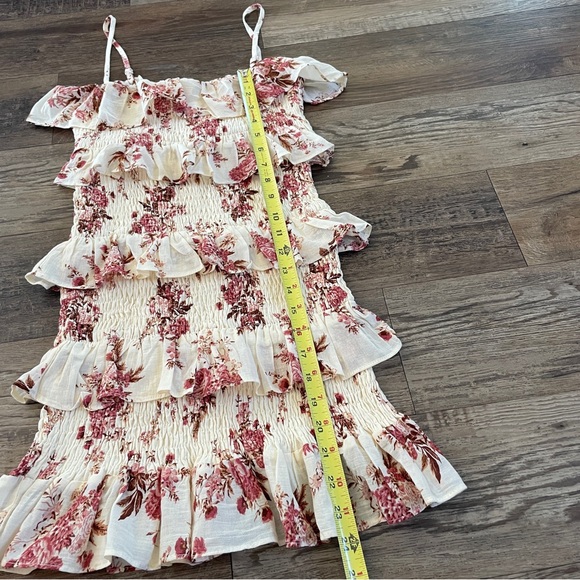 Olivaceous smocked floral garden prarie ruffle dress M - Picture 7 of 7